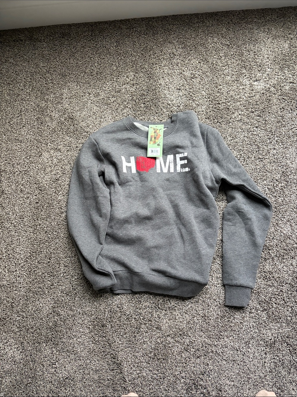 Women's Gray 'HOME' Crewneck Sweatshirt with Red Heart